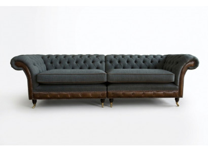 Chesterfield Bank Bank Beklede banken Banken Vierzitter Stof 265cm Zitkussen