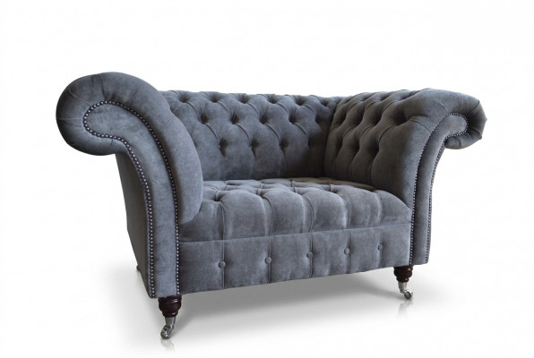 Fauteuil Bank Bekleding Sofa Chesterfield Banken 1,5-zits Eenzitter Grijs Textiel