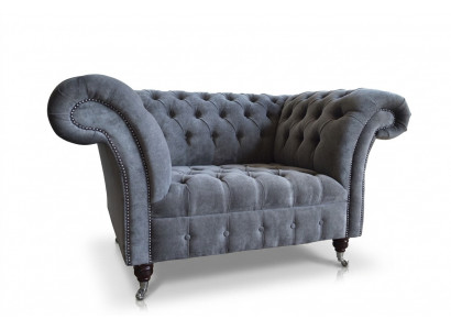 Fauteuil Bank Bekleding Sofa Chesterfield Banken 1,5-zits Eenzitter Grijs Textiel