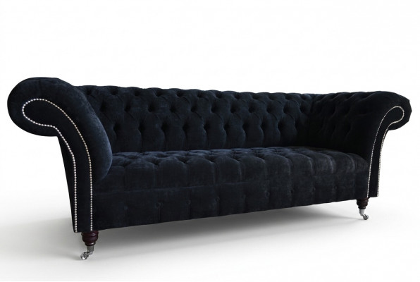 Zwarte Chesterfield 3-zits luxe woonkamerbank.
