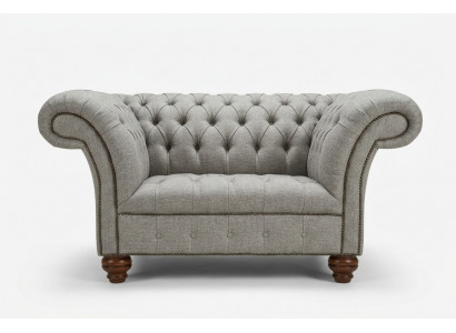 Chesterfield Design Stoffbank Fauteuil 1,5 zits Gestoffeerde Sofa Lounge Grijs Fluweel