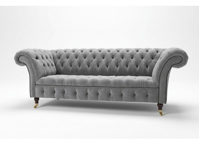Stijlvolle grijze Chesterfield 3-zits luxe woonkamerbank