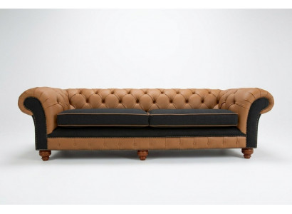 Bruine Chesterfield bank 4-zits bankstel Fluweel Leder design