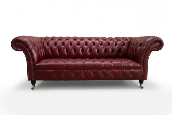 Rode Chesterfield Driezits Designer 3-zitsbank Luxe Bankstel