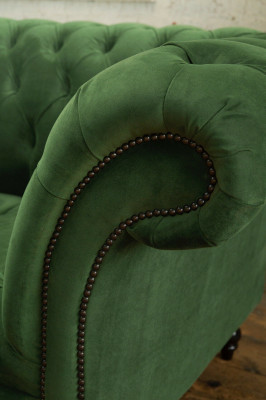 Groene Chesterfield textielbank tweezits gestoffeerd sofa 185 cm stof leer nieuw