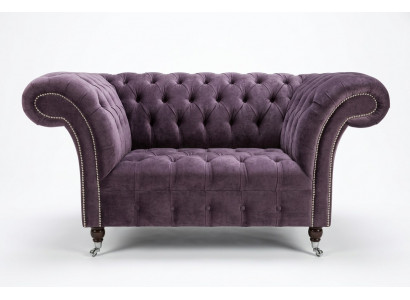 Chesterfield fauteuil bankbekleding sofa banken 1,5 zits eenzitter paars textiel