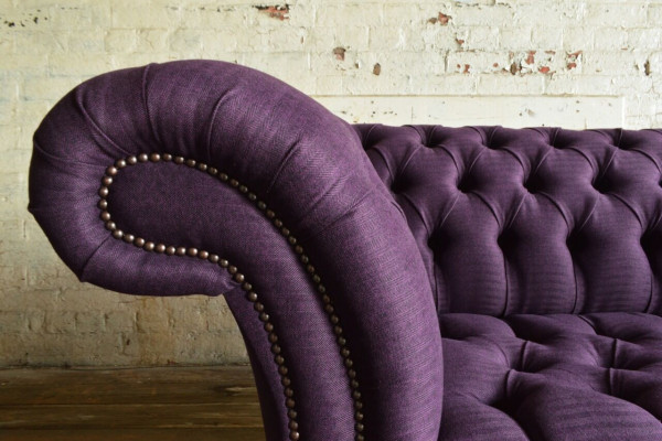 Moderne lila Chesterfield driezits woonkamerbank met drie zitplaatsen