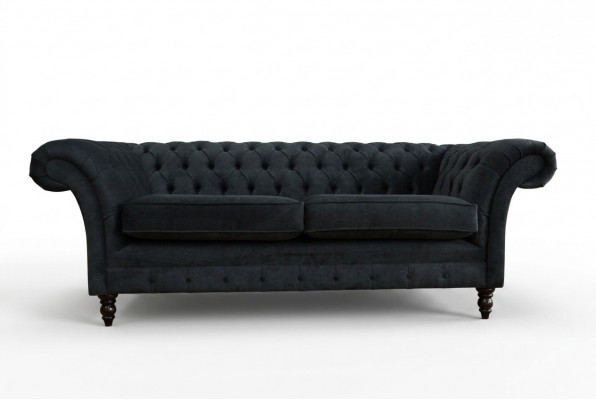 Stijlvol zwart Chesterfield bankstel Designer 3-zits luxe bank