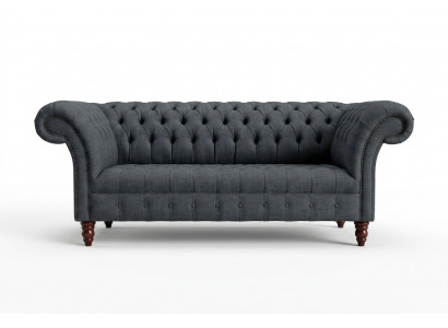 Grijze textielbank Grijze Chesterfield-driepersoons luxe woonkamerbank