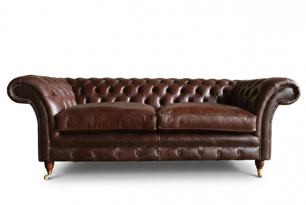 Bruine luxe Chesterfield 3-zits moderne woonkamerbank.
