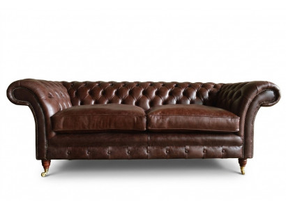 Bruine luxe Chesterfield 3-zits moderne woonkamerbank.