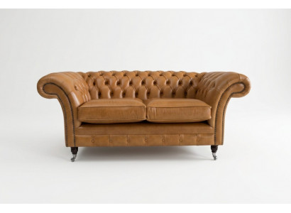 Chesterfield Design Luxus Gestoffeerde Sofa Bankstel Zitcombinatie Leer Textiel Bruin