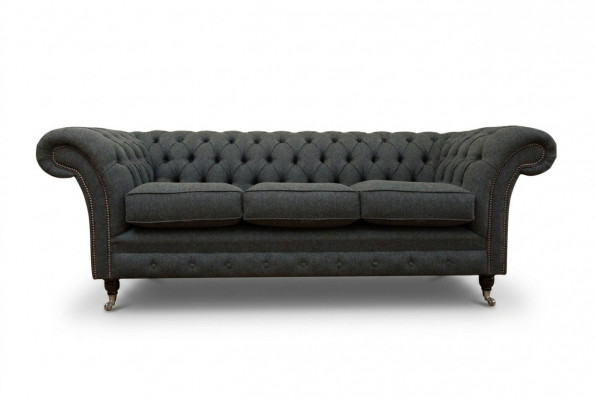 Zwarte Chesterfield gestoffeerde bank Designer 3-zits woonkamerbank