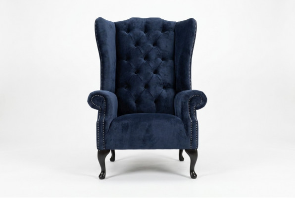 Blauwe oorfauteuil Chesterfield Sofa Couch Bekleding 1-Zits Fauteuil Banken Textiel
