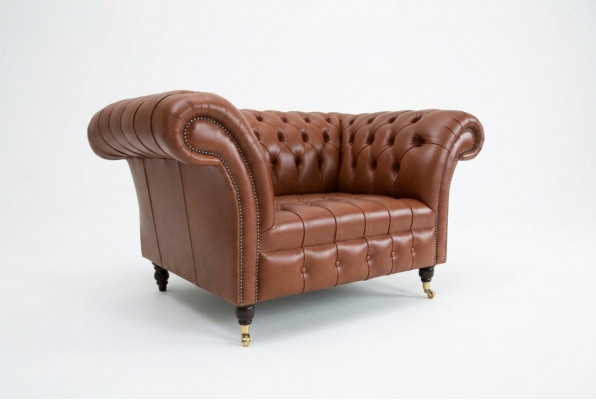 Chesterfield fauteuil televisie bank 1-zits sofa stof bekleed nieuw textiel banken