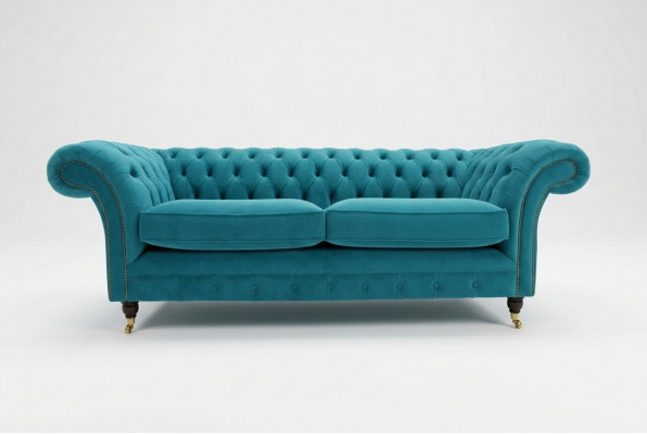 Turquoise Chesterfield bank ontwerper 3-zits luxe woonkamer bankstel