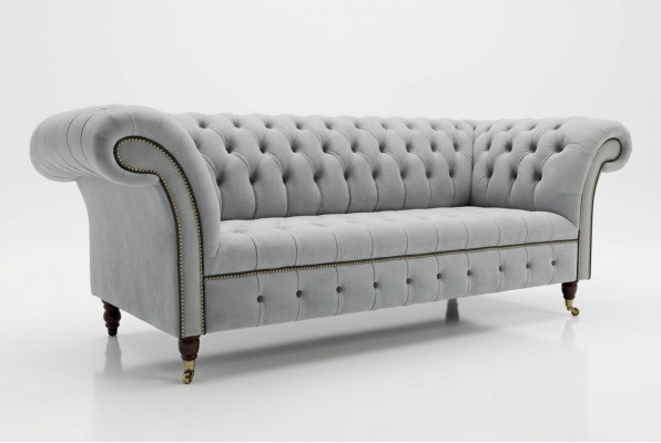 Witte designer Chesterfield driezitsbank Moderne 3-zits bank.