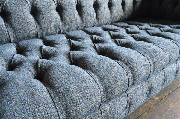 Grijze textiel Chesterfield driezits luxe 3-zitsbank designer sofa
