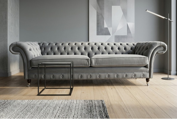 Chesterfield 4-zits gestoffeerde bank Moderne stijl Leder Stof Bank Sofa's Textiel