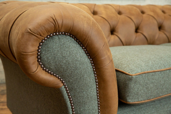 Designer bank 3-zits bank gestoffeerde banken stoffen woonkamer textielbank