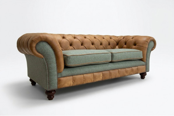 Designer bank 3-zits bank gestoffeerde banken stoffen woonkamer textielbank