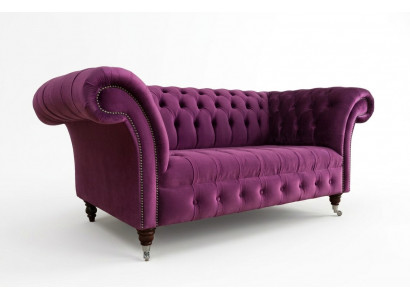 Chesterfield Design Luxe Gestoffeerde Sofa Bank Zitmeubel Leer Textiel Paars Nieuw