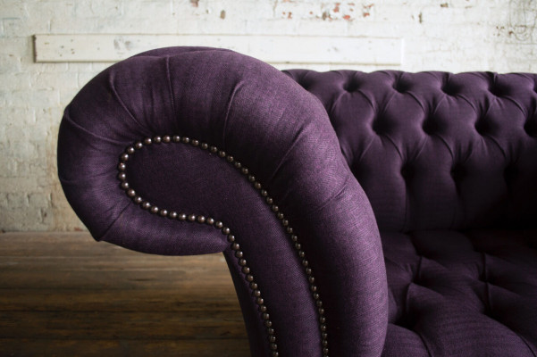 Fauteuil Chesterfield Design Stoffen Bank 1,5-zits Beklede Sofa's Lounge Fluweel Paars
