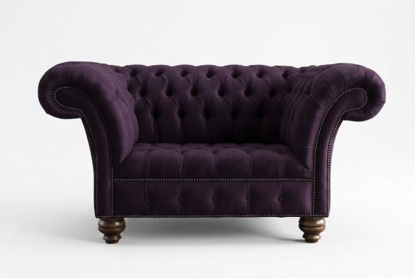 Fauteuil Chesterfield Design Stoffen Bank 1,5-zits Beklede Sofa's Lounge Fluweel Paars