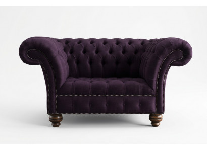 Fauteuil Chesterfield Design Stoffen Bank 1,5-zits Beklede Sofa's Lounge Fluweel Paars