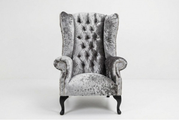 Ohrensessel Chesterfield Sofa Bank Bekleding 1-zits Fauteuil Banken Textiel Zilver