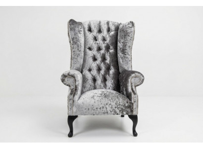 Ohrensessel Chesterfield Sofa Bank Bekleding 1-zits Fauteuil Banken Textiel Zilver