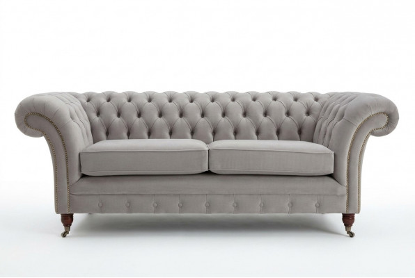 Chesterfield Bank Sofa Bekleding 3-Zitsbank Banken Zitmeubel Sofas Wit Nieuw
