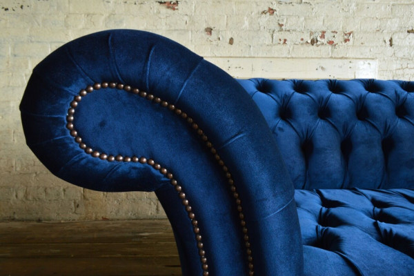 Fauteuil Bank Bekleding Sofa Textiel Chesterfield Banken 1,5-Zitter Eenzitter Blauw