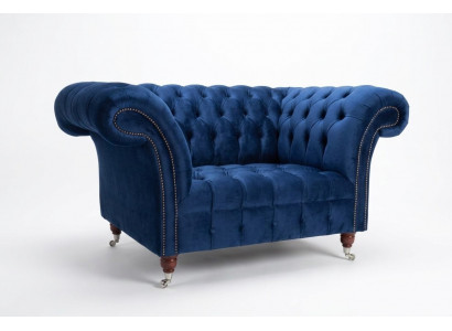 Fauteuil Bank Bekleding Sofa Textiel Chesterfield Banken 1,5-Zitter Eenzitter Blauw