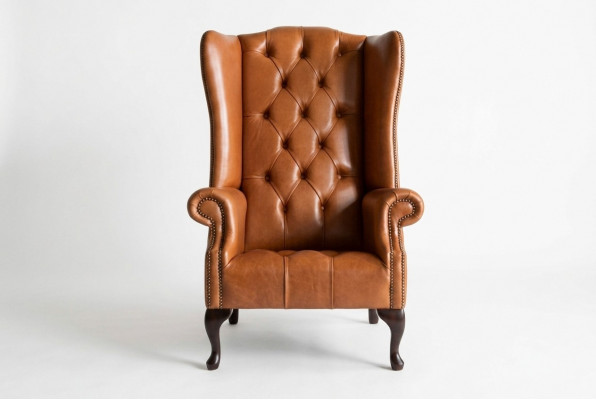 Chesterfield Fauteuil Oorfauteuil Sofa Textiel Stof Banken Bekleding Bruin Lounge