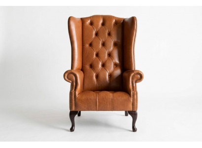Chesterfield Fauteuil Oorfauteuil Sofa Textiel Stof Banken Bekleding Bruin Lounge