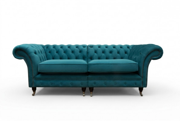 Sofa's Chesterfield 3-zitsbank Bekleding Zit Textiel Stof Leer Banken Turkoois