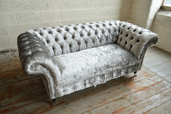 Chesterfield 2-zits bank gestoffeerde sofa design banken zit fluweel textiel nieuw