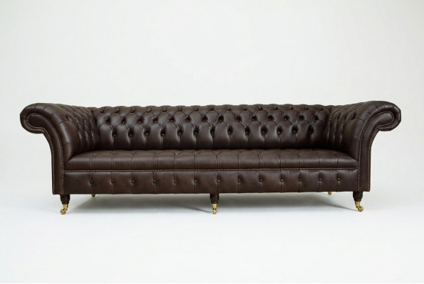 Bruine Chesterfield bank gestoffeerde 4-zitter designer woonkamer bankstellen