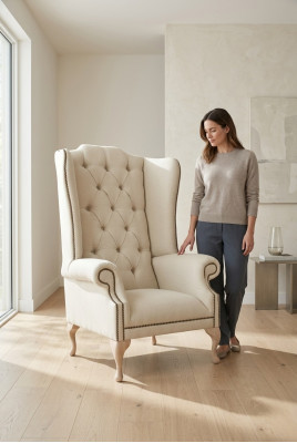 Chesterfield oorfauteuil Eenzitter Sofa Couch bekleding fluweel leer stof relax nieuw
