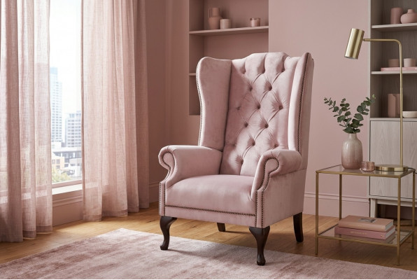 Chesterfield oorfauteuil eenzitter sofa bank relax bekleding fluweel leer stof nieuw