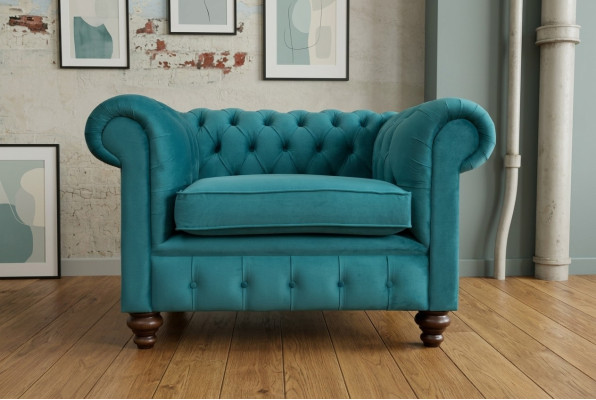 Fauteuil eenzitter Chesterfield textielbank sofa bankstel stoffering stoffen banken nieuw