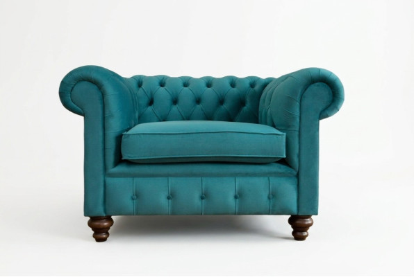 Fauteuil eenzitter Chesterfield textielbank sofa bankstel stoffering stoffen banken nieuw