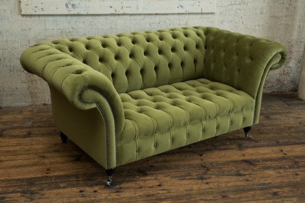 Chesterfield Bank 2-zits Bekleding Zitting Textiel Stof Leder Banken Sofas Sofa