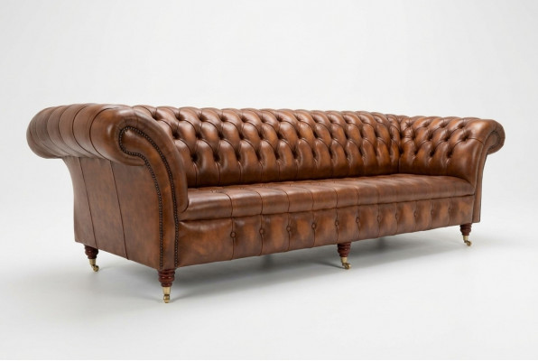 Chesterfield 4-zits gestoffeerde bank Moderne stijl Lederen stoffen bank Banken van leer