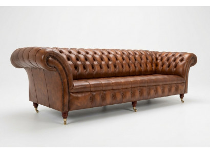 Chesterfield 4-zits gestoffeerde bank Moderne stijl Lederen stoffen bank Banken van leer