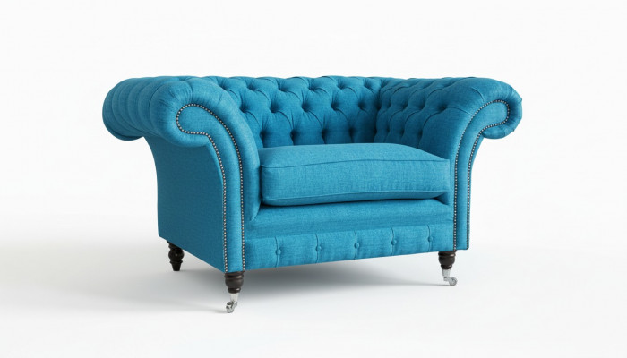 Blauwe Sofa Bank Bekleding Chesterfield Zitmeubilair Textiel Stof Leer Banken Nieuw