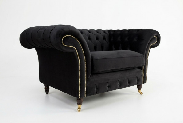 Chesterfield Design Stof Bank Fauteuil 1,5-zitter Bekleding Sofas Lounge Nieuw Club