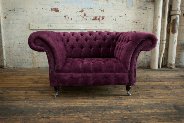 Sessel Bank Bekleding Sofa Textiel Chesterfield Banken 1,5 Zits Bordeaux Engeland