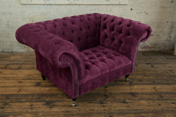 Sessel Bank Bekleding Sofa Textiel Chesterfield Banken 1,5 Zits Bordeaux Engeland